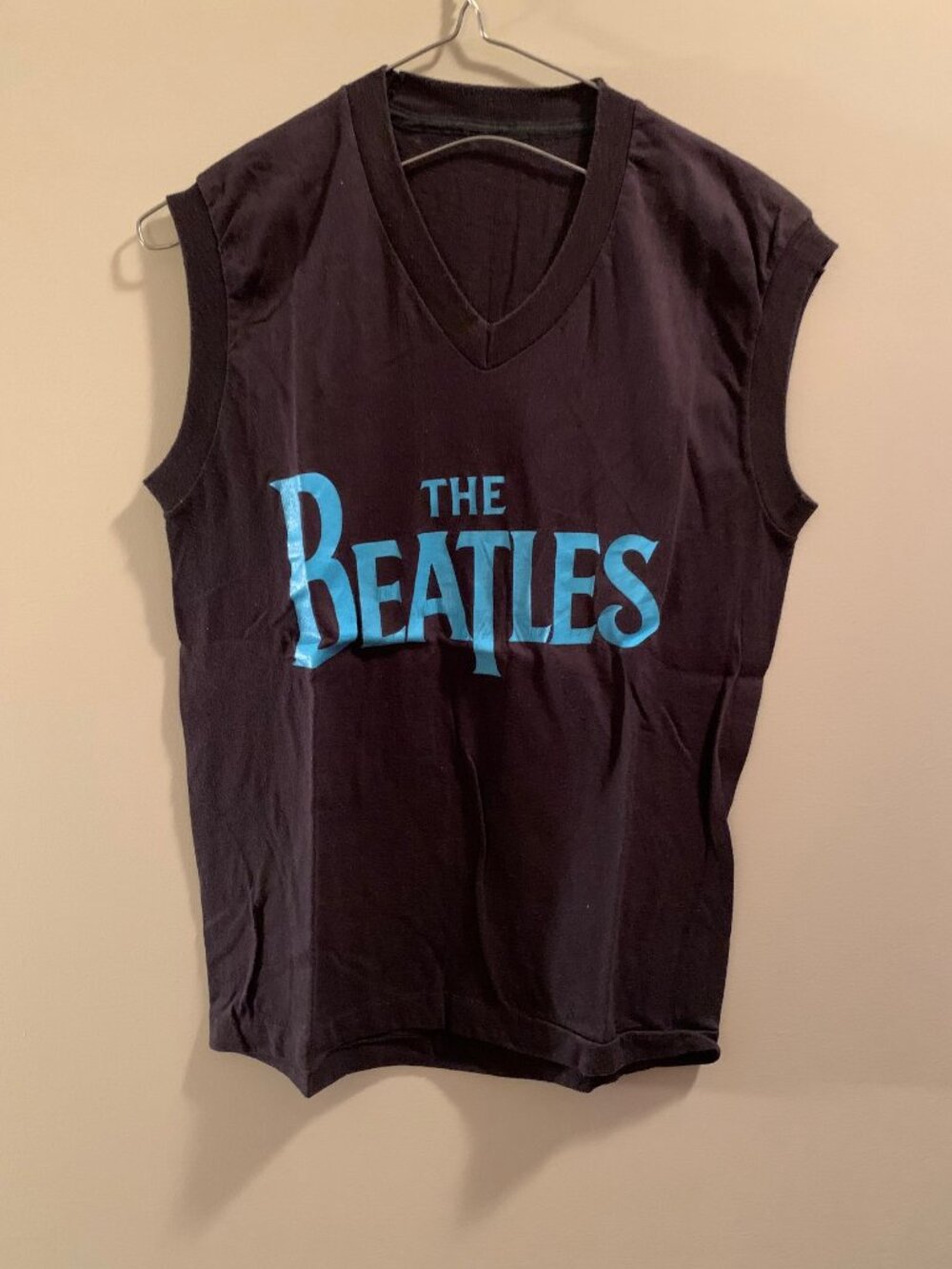 VINTAGE BLACK BEATLES SLEEVELESS T SHIRT